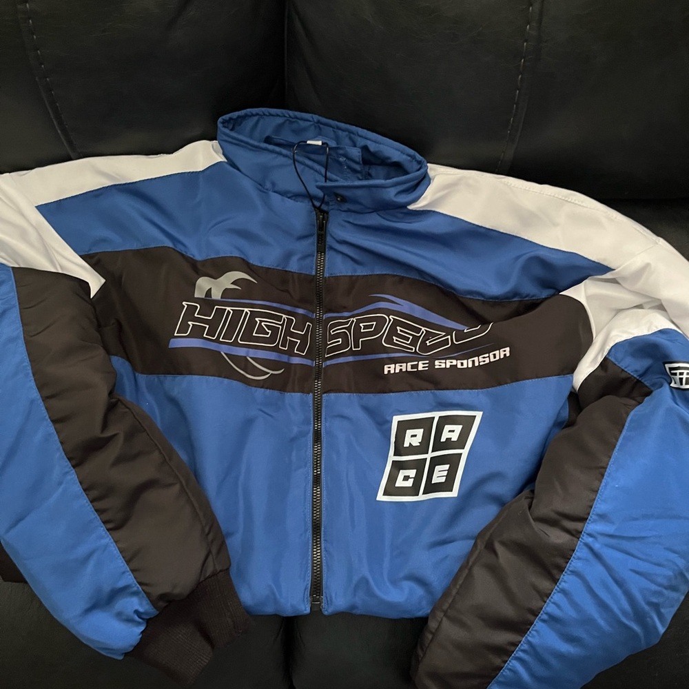 Blue and Black Men's Jacket